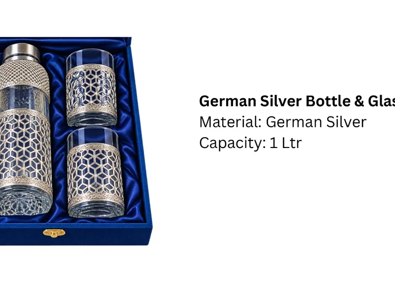 German Silver Bottle & Glass Set