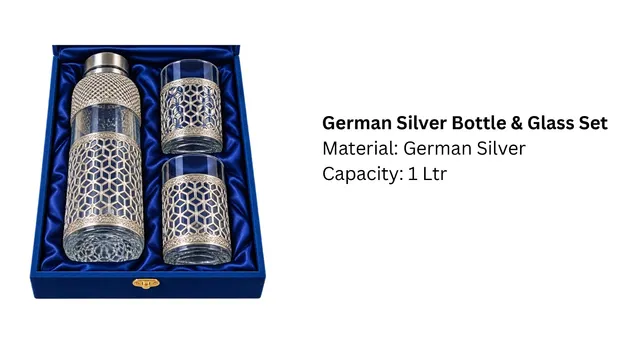German Silver Bottle & Glass Set